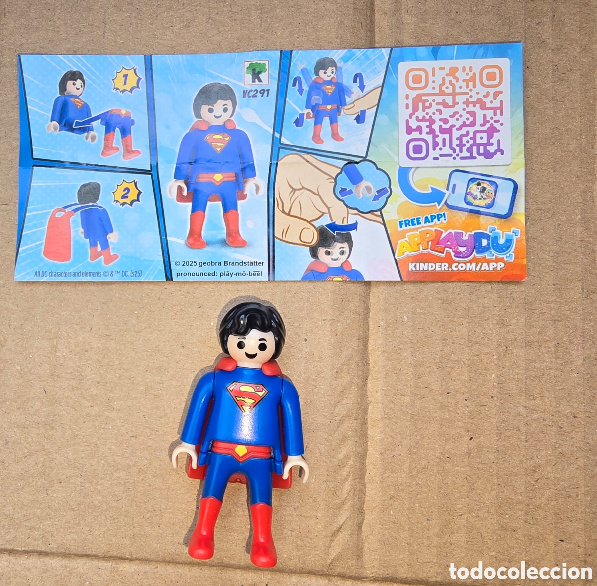 Figuras de Goma Kinder: Figura kinder Joy Playmobil VC291 + bpz Superman superh&eacute;roe mu&ntilde;eco DC colecci&oacute;n premium