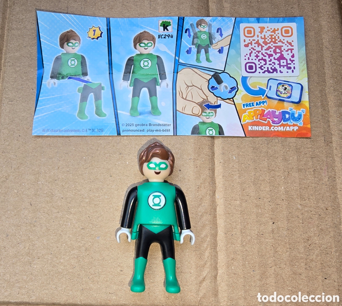Figuras de Goma Kinder: Figura kinder Joy Playmobil VC294 + bpz Linterna Verde superh&eacute;roe mu&ntilde;eco DC colecci&oacute;n premium