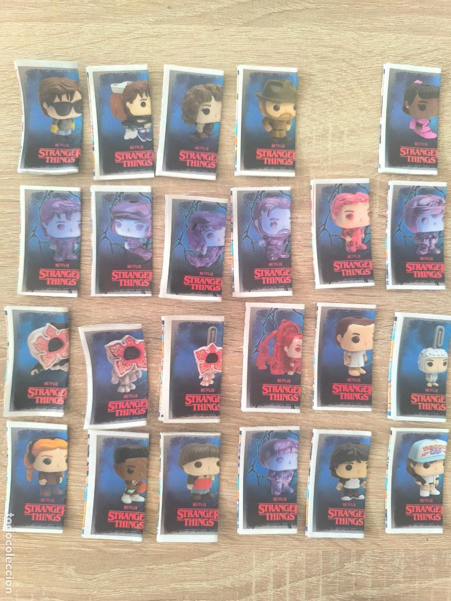 Figuras de Goma Kinder: Colecci&oacute;n casi completa 23 de 24 folletos Kinder Joy Stranger Things (insertos originales)