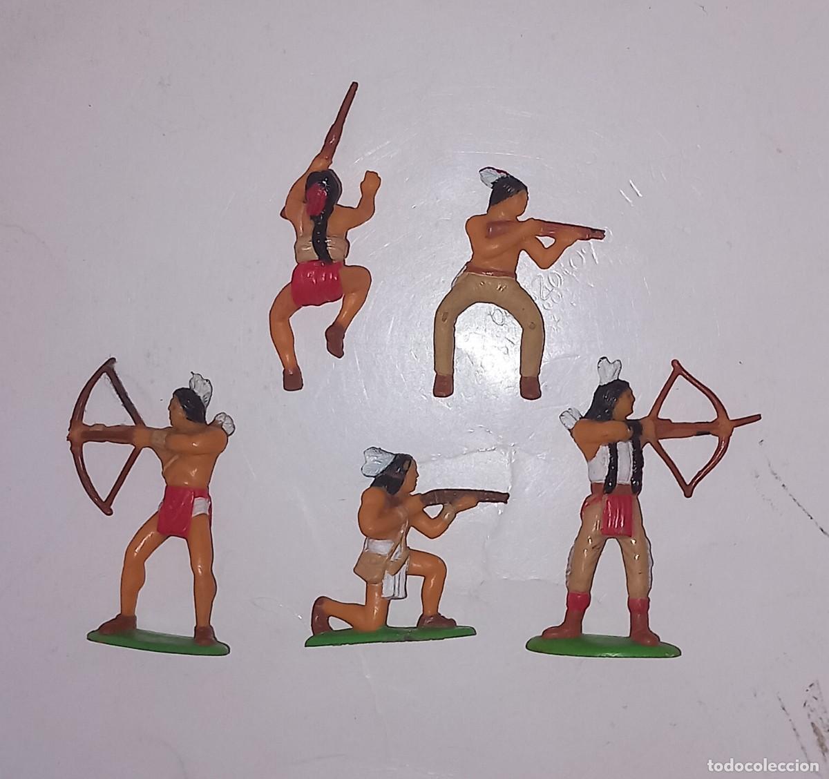 Figuras de Goma y PVC: PANINI WEST LOTE 5 FIGURAS GUERREROS INDIO JINETES EN GOMA 5 CM LITTLE BIG HORN NO MINI OESTE PTOY
