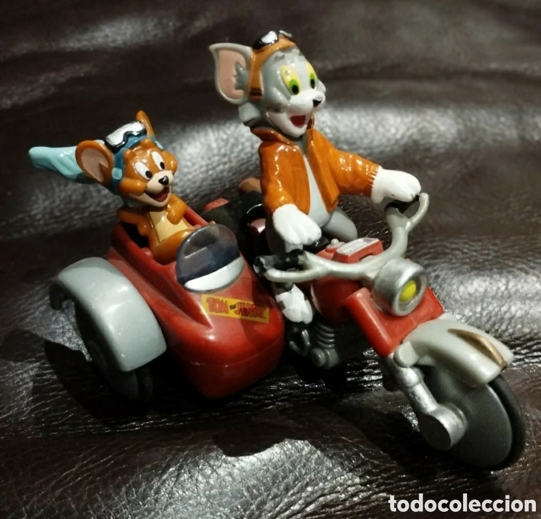 Figuras de Goma y PVC: Figuras Tom y Jerry en Moto