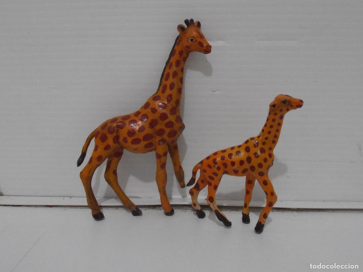 Figuras de Goma y PVC: FIGURA GOMA PAREJA DE JIRAFAS, ANIMALES PECH, A&Ntilde;OS 50 - 60