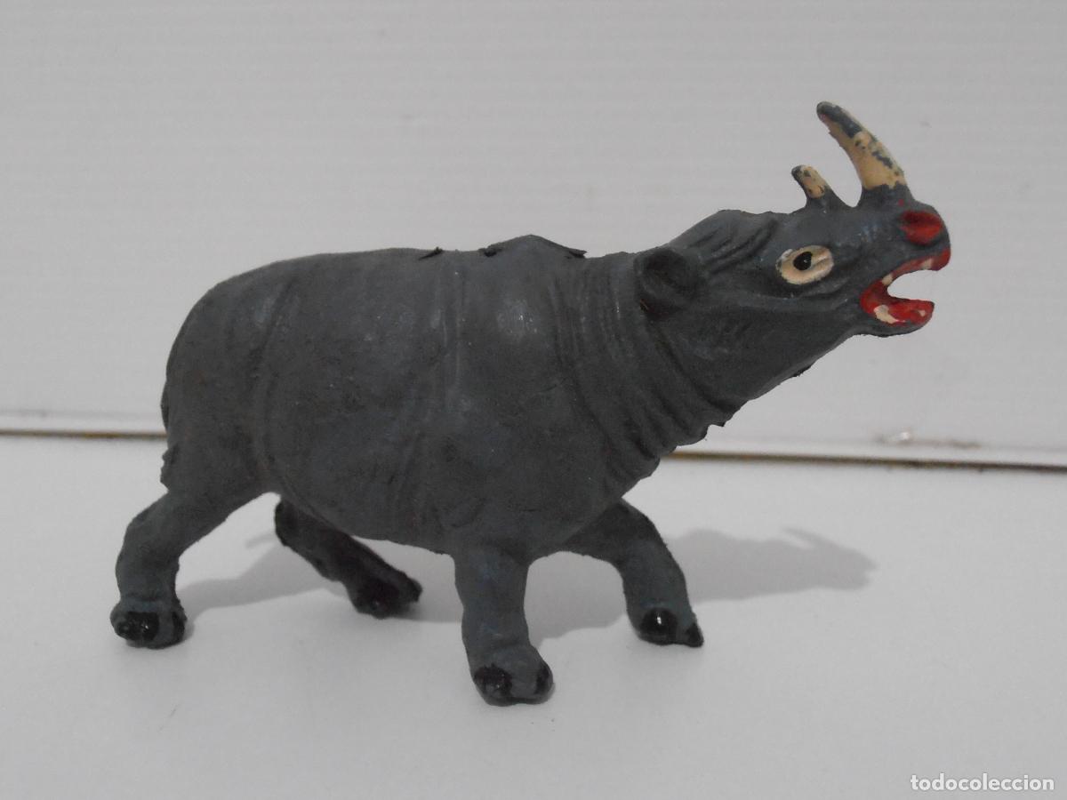 Figuras de Goma y PVC: FIGURA GOMA RINOCERONTE, TEIXIDO, SERIE TBO BABALI Y MORCILLON A&Ntilde;OS 50 - 60