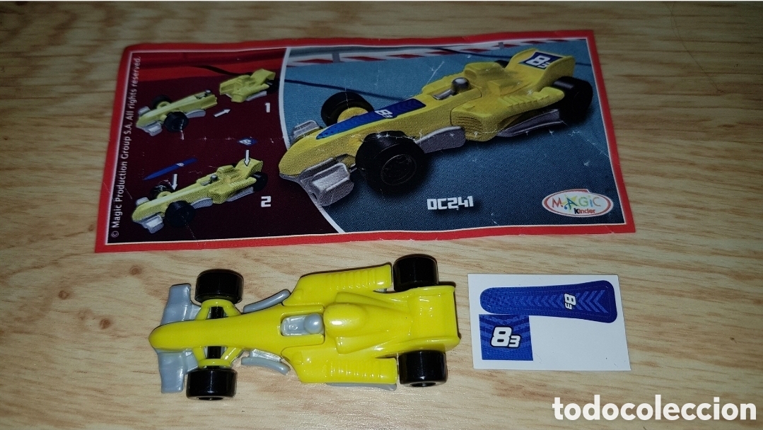 Figuras de Goma Kinder: Figura kinder coche carreras DC241 + bpz pegatinas sin poner mu&ntilde;eco sorpresa premium