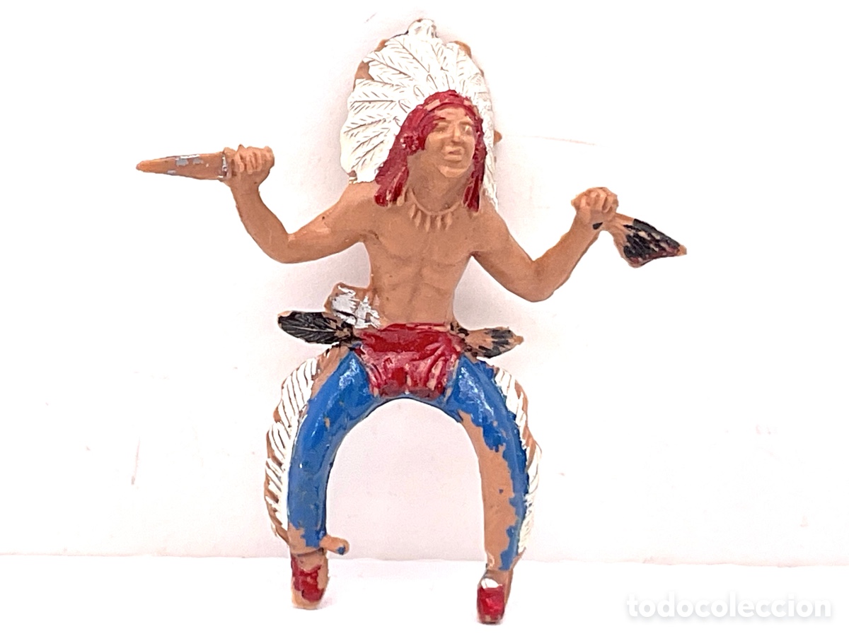 Figuras de Goma y PVC: ANTIGUA FIGURA DEL OESTE EN PL&Aacute;STICO. JINETE INDIO DE SOTORRES .