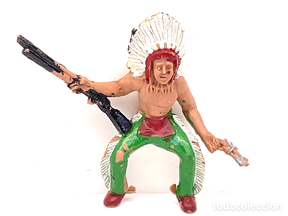Figuras de Goma y PVC: ANTIGUA FIGURA DEL OESTE EN PL&Aacute;STICO. JINETE INDIO DE SOTORRES .
