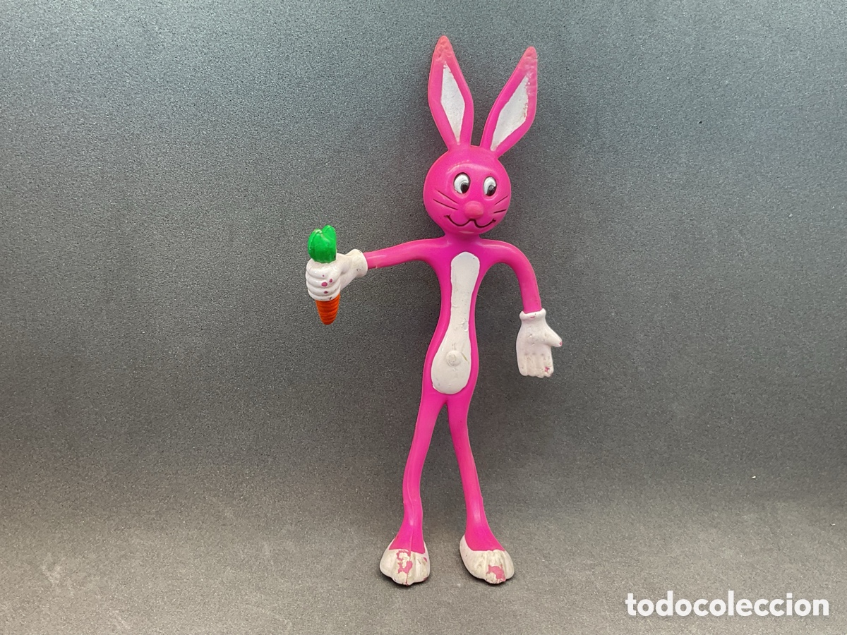 Figuras de Goma y PVC: FIGURA FLEXI DE CONEJO CON ZANAHORIA. 13 CENTIMETROS