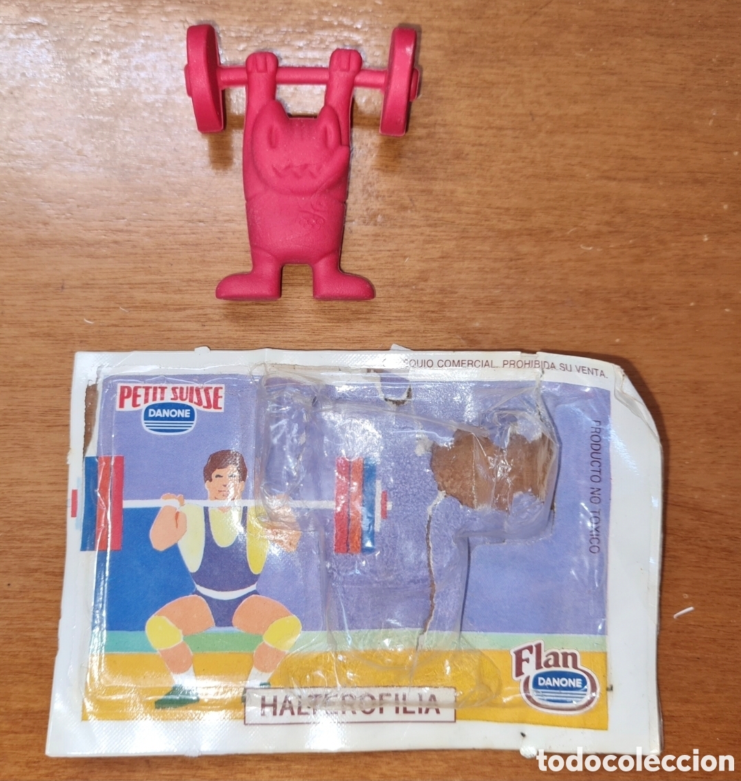 Figuras de Goma y PVC: Figura pvc Danone goma borrar Cobi Barcelona del 92 Halterofilia mu&ntilde;eco colecci&oacute;n premium