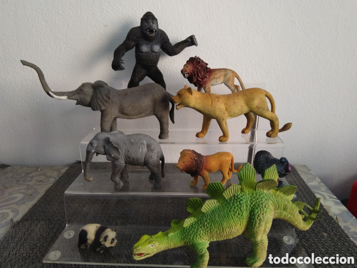 Figuras de Goma y PVC: FIGURAS PVC ANIMALES VARIAS MARCAS KS GORILA KING KONG LEON ELEFANTE PAVO OSO PANDA