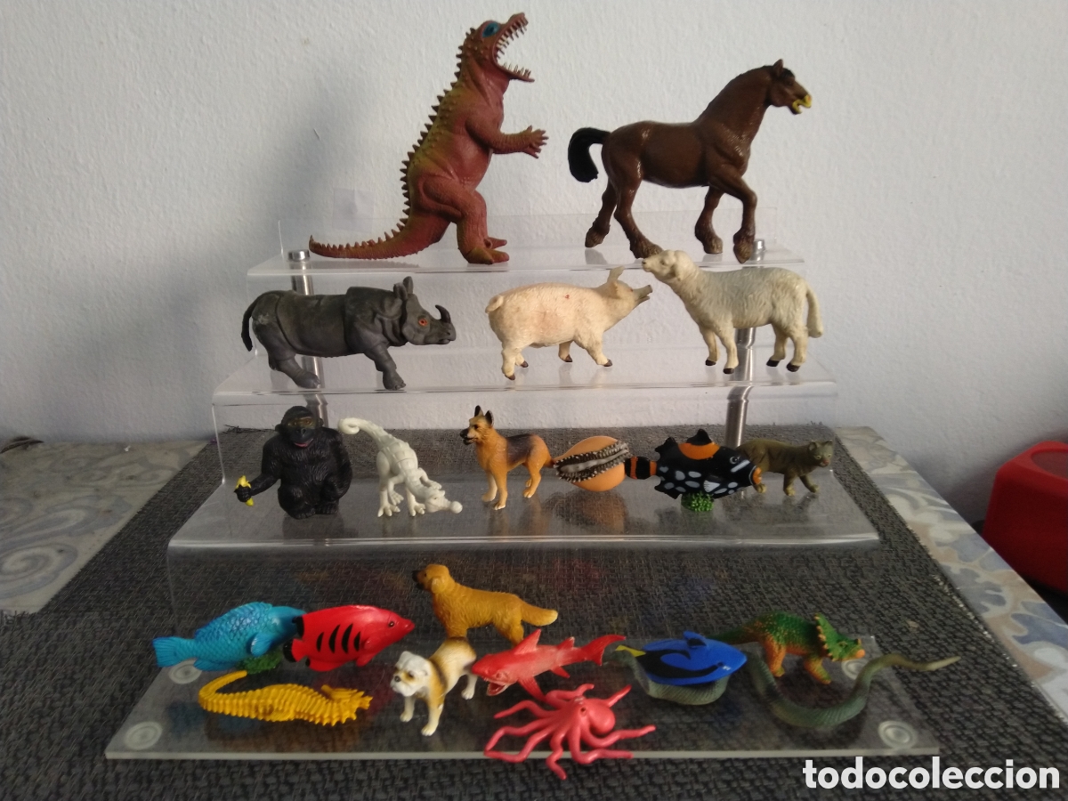 Figuras de Goma y PVC: LOTE FIGURAS PVC ANIMALES VARIAS MARCAS MINILAND CABALLO T-REX CERDO PECES MONO PERRO...