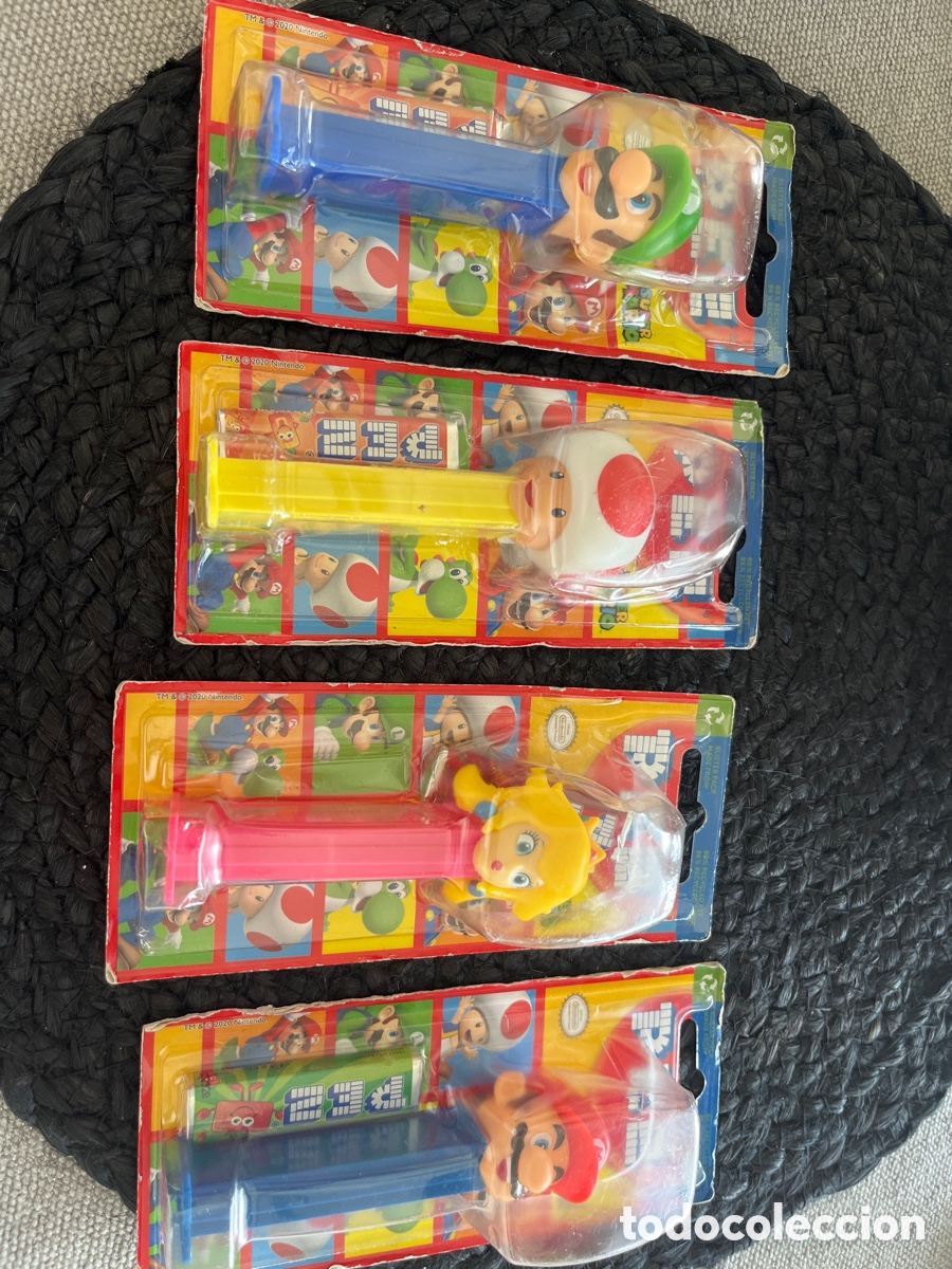 Figuras de Goma y PVC Dispensador PEZ: Colecci&oacute;n dispensadores Pez Mario, Luigi, Peach y Toad
