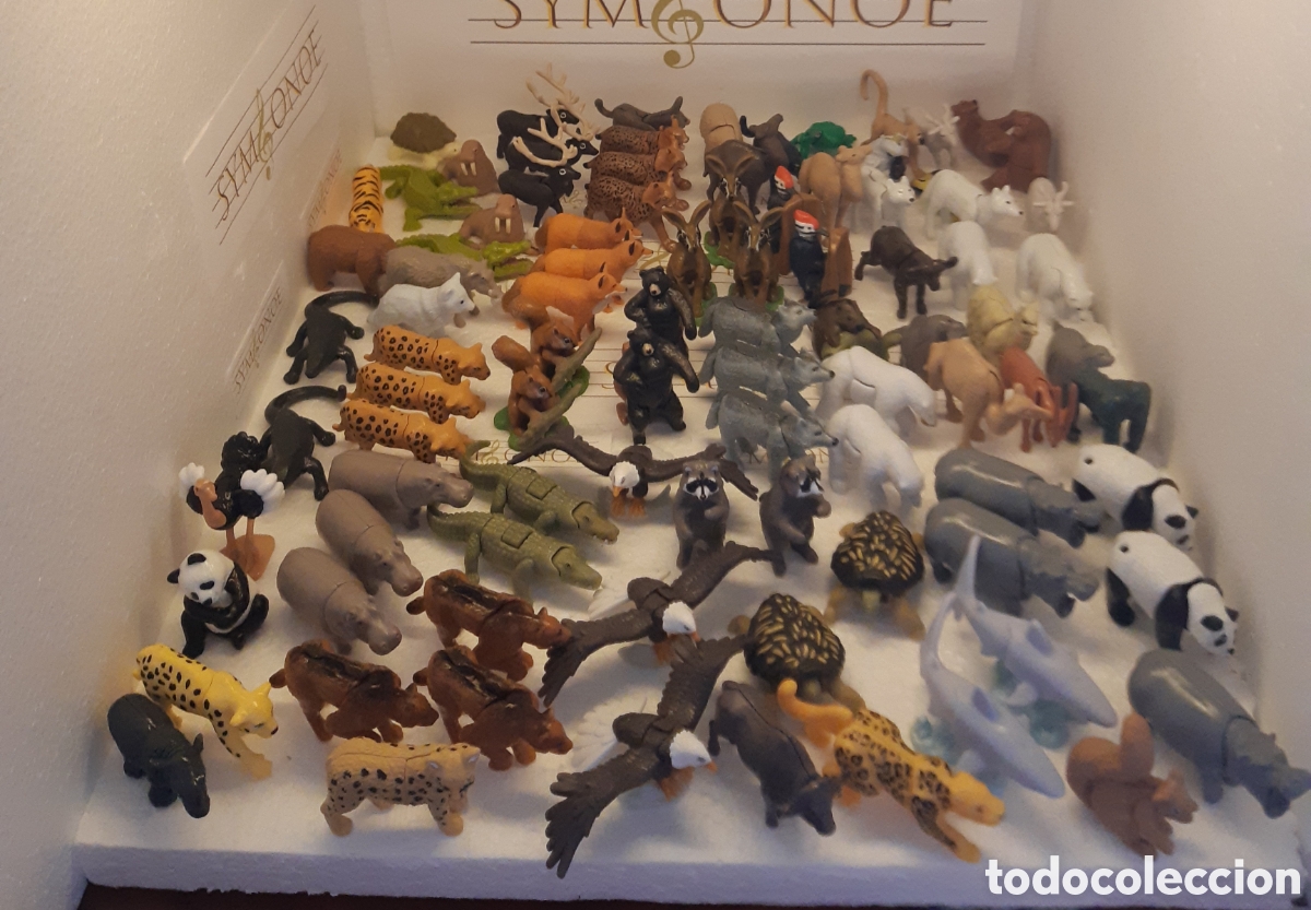 Figure di Gomma e PVC: Lote natoons kinder sorpresa hipop&oacute;tamo oso lobo tortuga