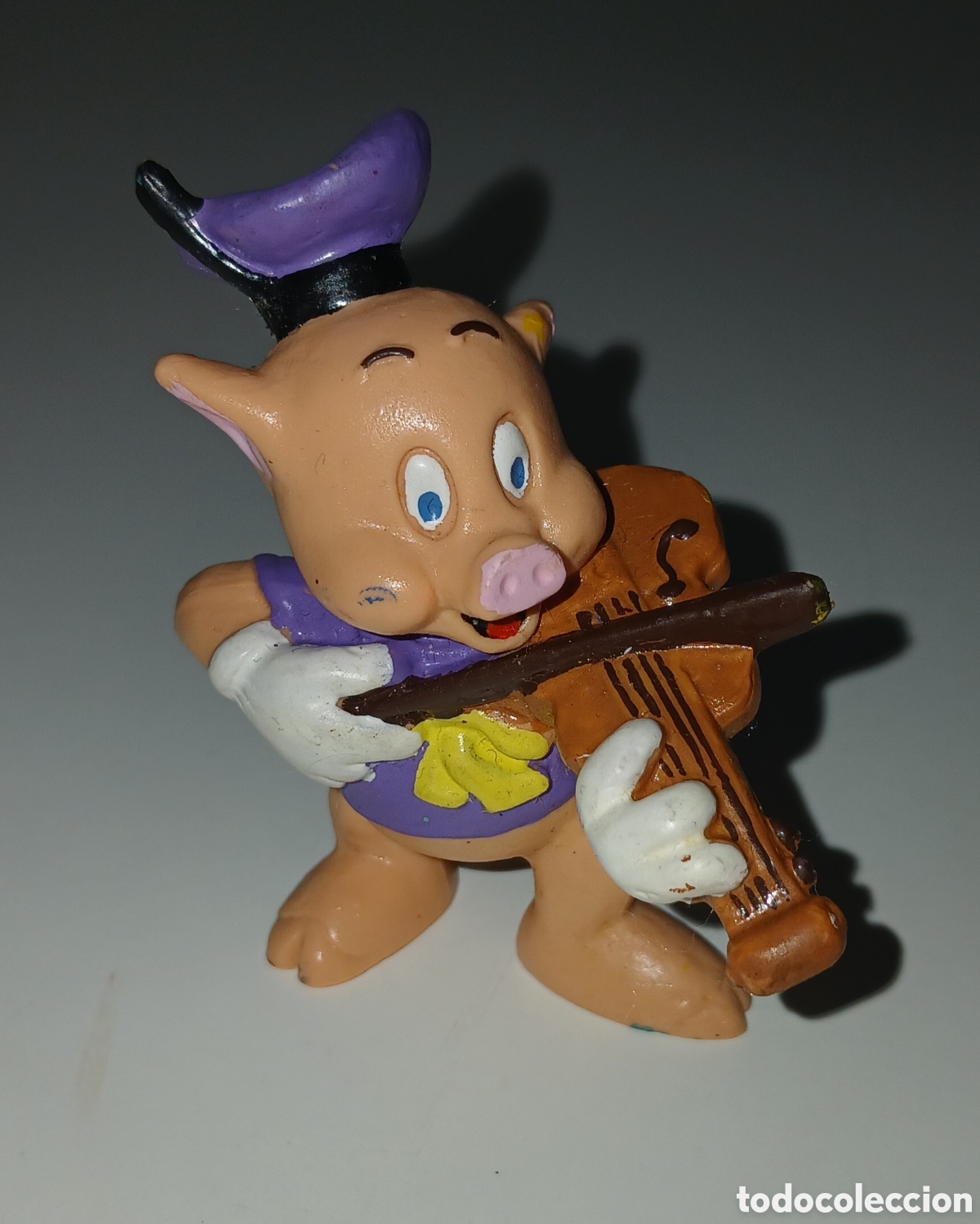 Figuras de Goma y PVC: Figura PVC coleccionable de Bullyland Disney, el cerdito violinista, madera in GERMANY