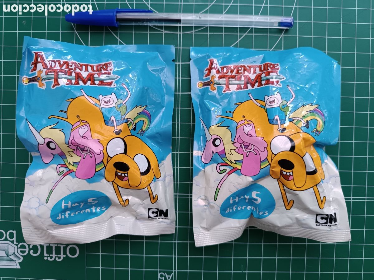 Figuras de Goma y PVC: LOTE de 2 sobres promo BIMBO de Adventure Time - SIN ABRIR - Cartoon Network 2014