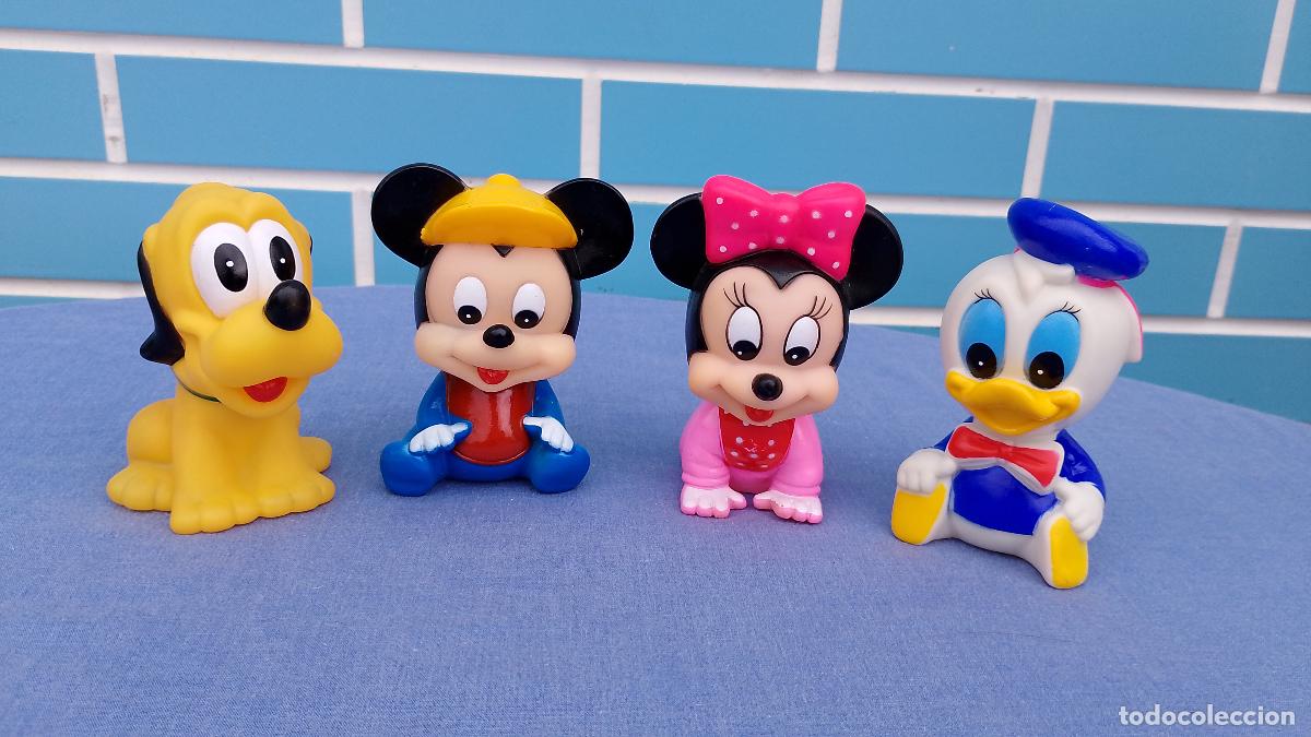 Figuras de Goma y PVC: Antiguos mu&ntilde;ecos Walt Disney beb&eacute;s de goma: Mickey y Minnie Mouse, Pluto y Pato Donald
