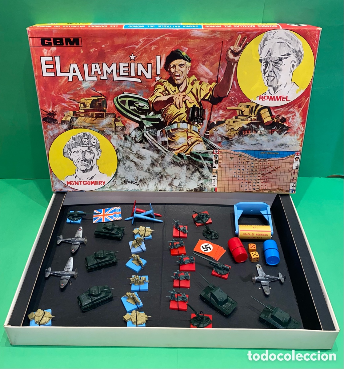 Figuras de Goma y PVC: El Alamein, Montgomery Rommel, GBM Grandes Batallas del Mundo, completo, Rojas y Malaret, a&ntilde;os 60.