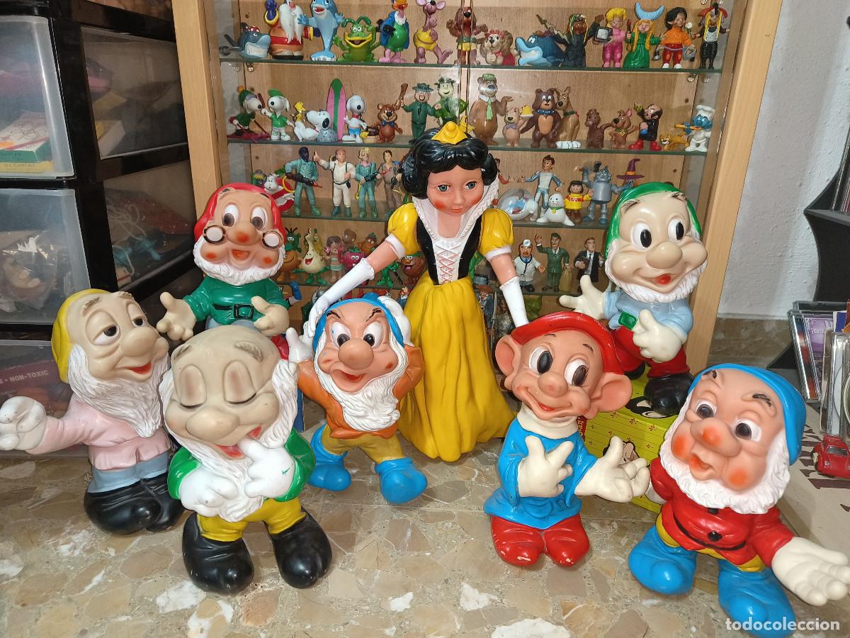 Figuras de Goma y PVC: Antigua coleccion Walt Disney original vintage a&ntilde;os 60 70 Blancanieves y los 7 Enanitos goma blanda