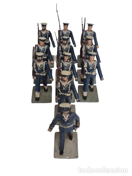Figuras de Goma y PVC: Desfile de Infanter&iacute;a de la Marina Espa&ntilde;ola, 11 Figuras de Goma - Soldados Reamsa - A&ntilde;os 60
