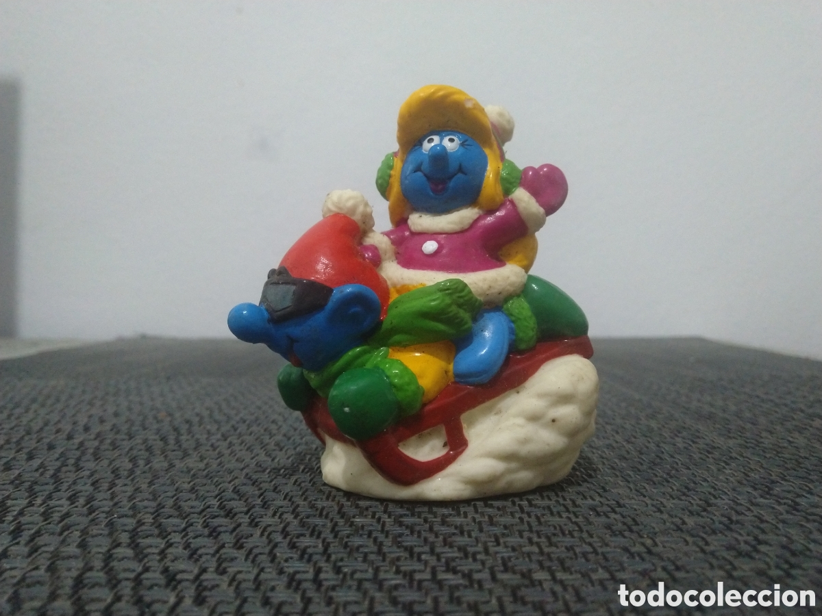 Figuras de Goma y PVC: FIGURA PVC PITUFO PITUFINA PEYO SMURFS PITUFOS SMURF SCHLUMPF TRINEO NIEVE