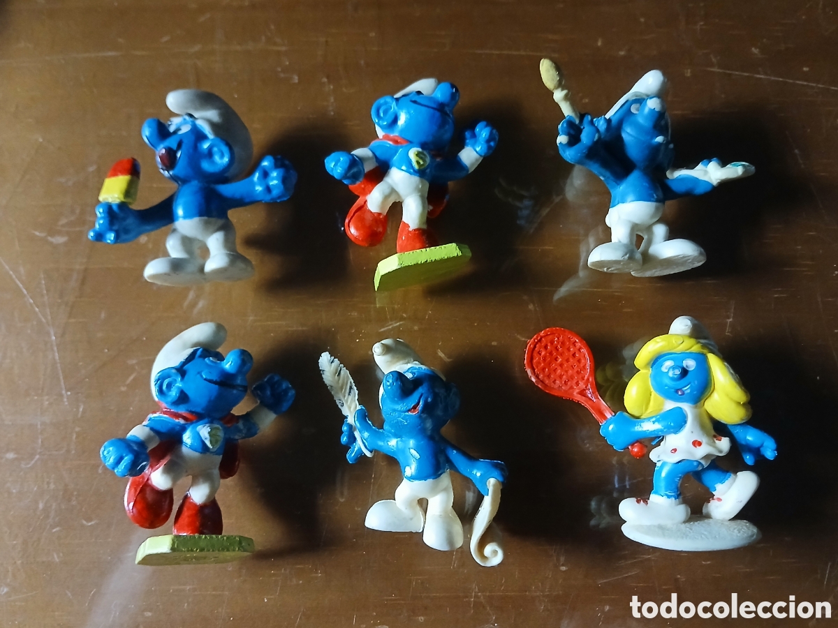 Figuras de Goma y PVC: SEIS FIGURAS DE PVC LOS PITUFOS PEYO, COMICS A&Ntilde;OS 80.