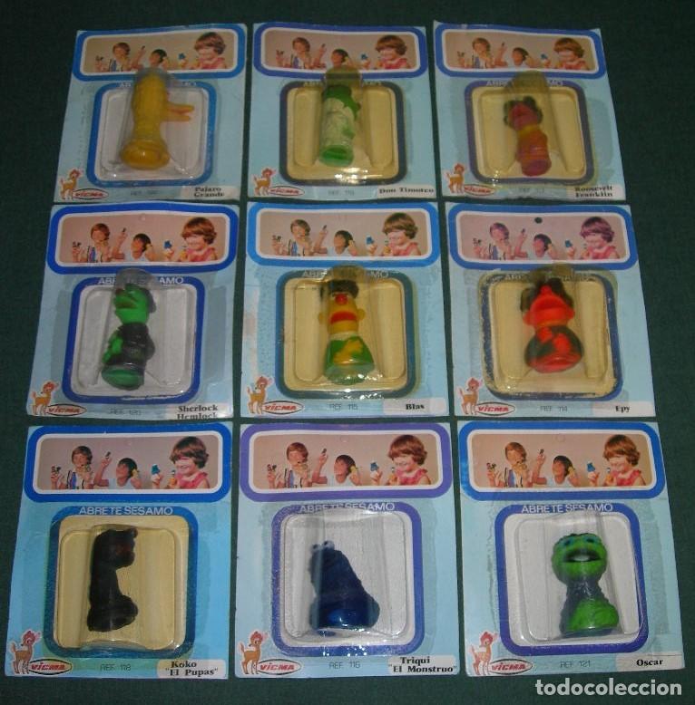 Figuras de Goma y PVC: DIF&Iacute;CIL COLECCI&Oacute;N COMPLETA MARIONETAS DEDO DE BARRIO SESAMO SIN USO EN SU BLISTER - VICMA A&Ntilde;OS 70 -