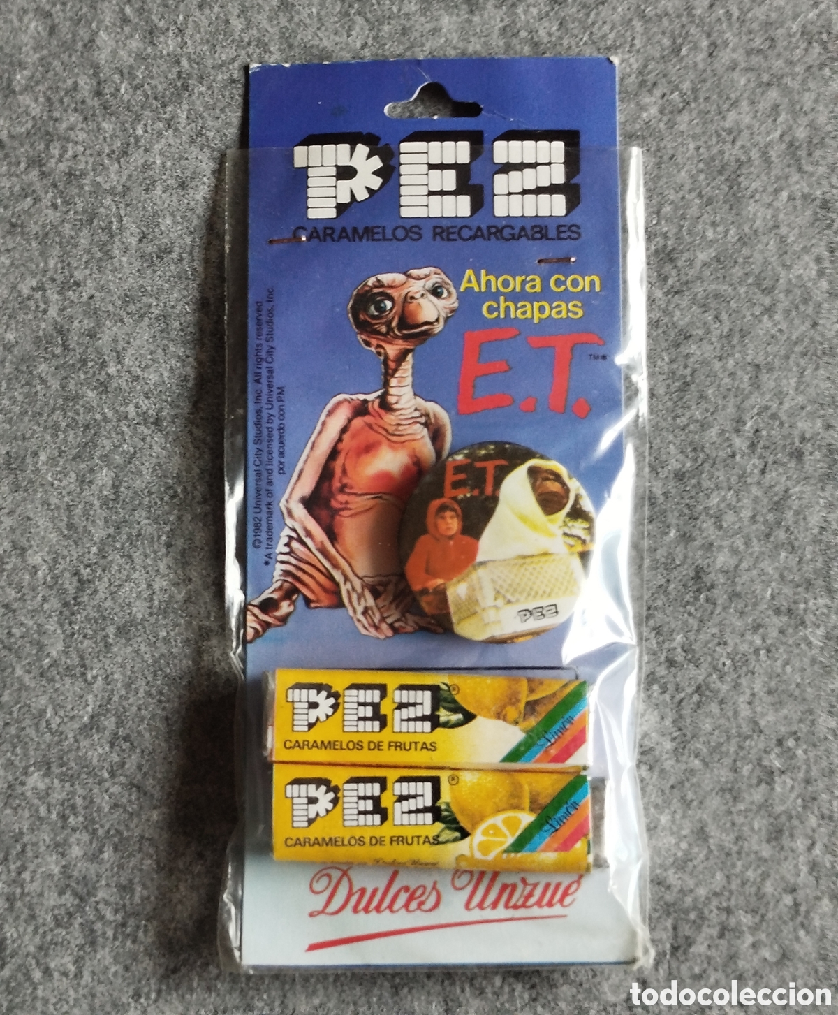 Figuras de Goma y PVC Dispensador PEZ: EXCELENTE ESTADO 1982 DULCES UNZUE PAMPLONA BLISTER CARAMELOS PEZ MADE IN SPAIN ESPA&Ntilde;A E.T. CANDY