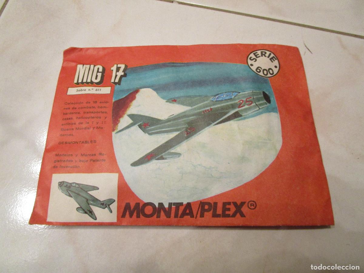 Figuras de Goma y PVC: Sobre cerrado Montaplex n&ordm; 611 avi&oacute;n Mig 17