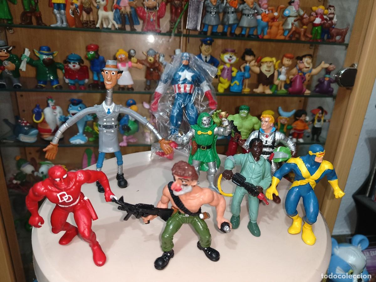Figuras de Goma y PVC: Ocasion ! lote 9 Figuras goma pvc a&ntilde;os 80 comics spain sin uso Super Heroes Marvel y mas