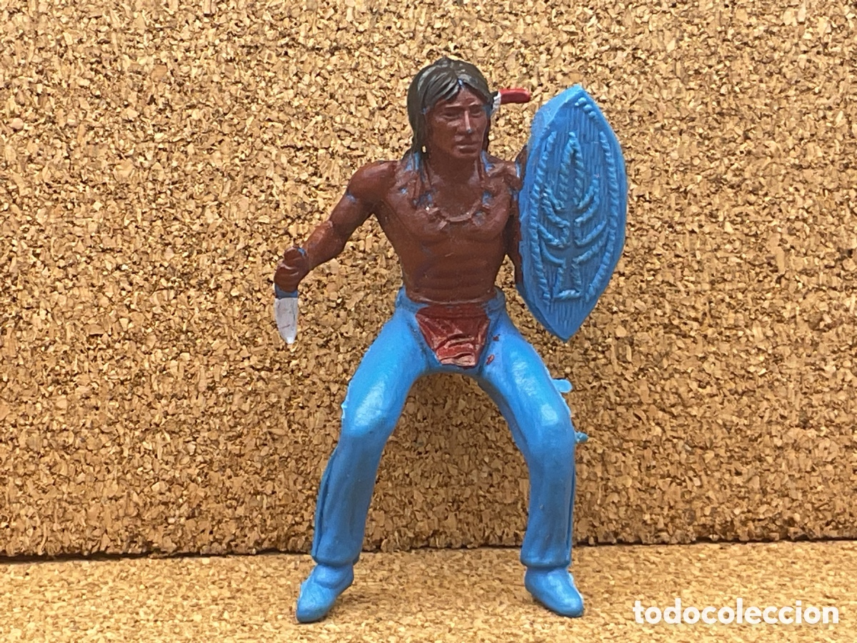 Figuras de Goma y PVC: FIGURA DEL OESTE EN PLASTICO. JINETE INDIO CON PU&Ntilde;AL.