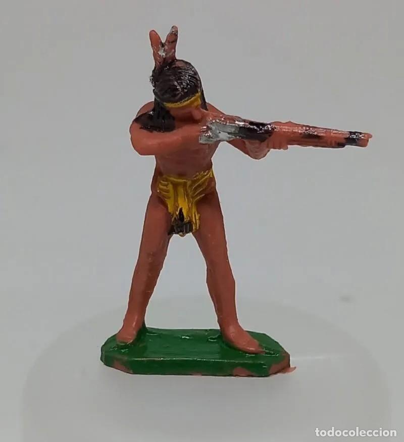 Rubber and PVC Figures: ROJAS Y MALARET GRANDES BATALLAS LITTLE BIG HORN INDIO n3 CON RIFLE 4,5 CM OESTE ORIGINAL 60'S PTOY