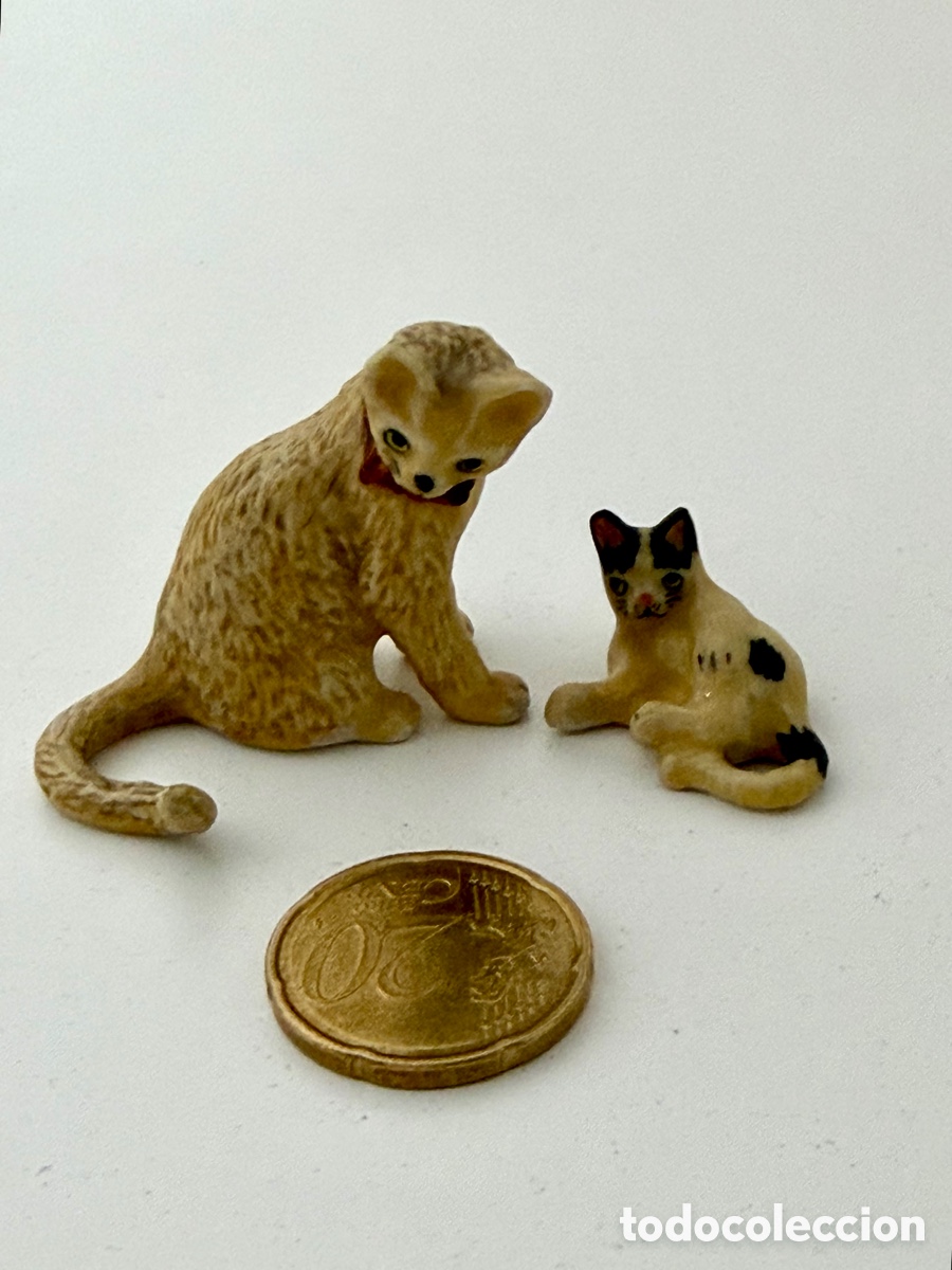 Figuras de Goma y PVC: Mini cat figurines vintage small animal miniatures lot kittens