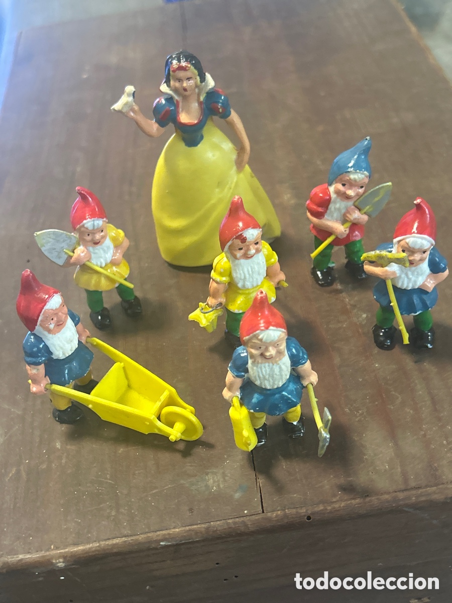 Figuras de Goma y PVC: Blanca nieves y los 7 enanitos antiguo