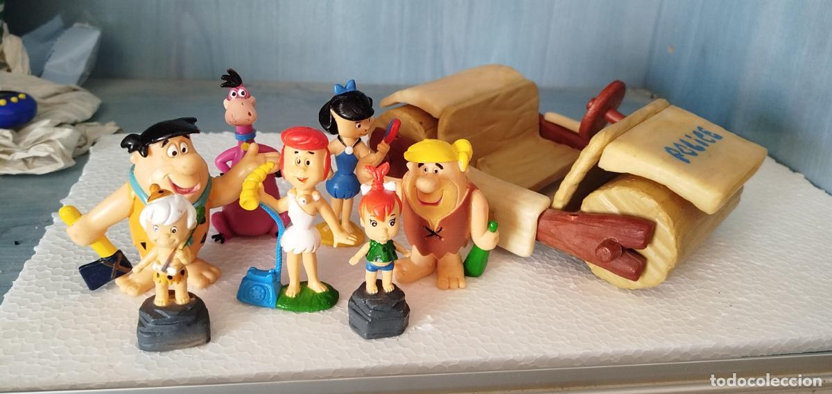 Figuras de Goma y PVC: Lote flinstones familia los Picapiedra BamBam. Pebbles. Pvc Hanna barbera 2001 + TRONCOMOVIL COCHE