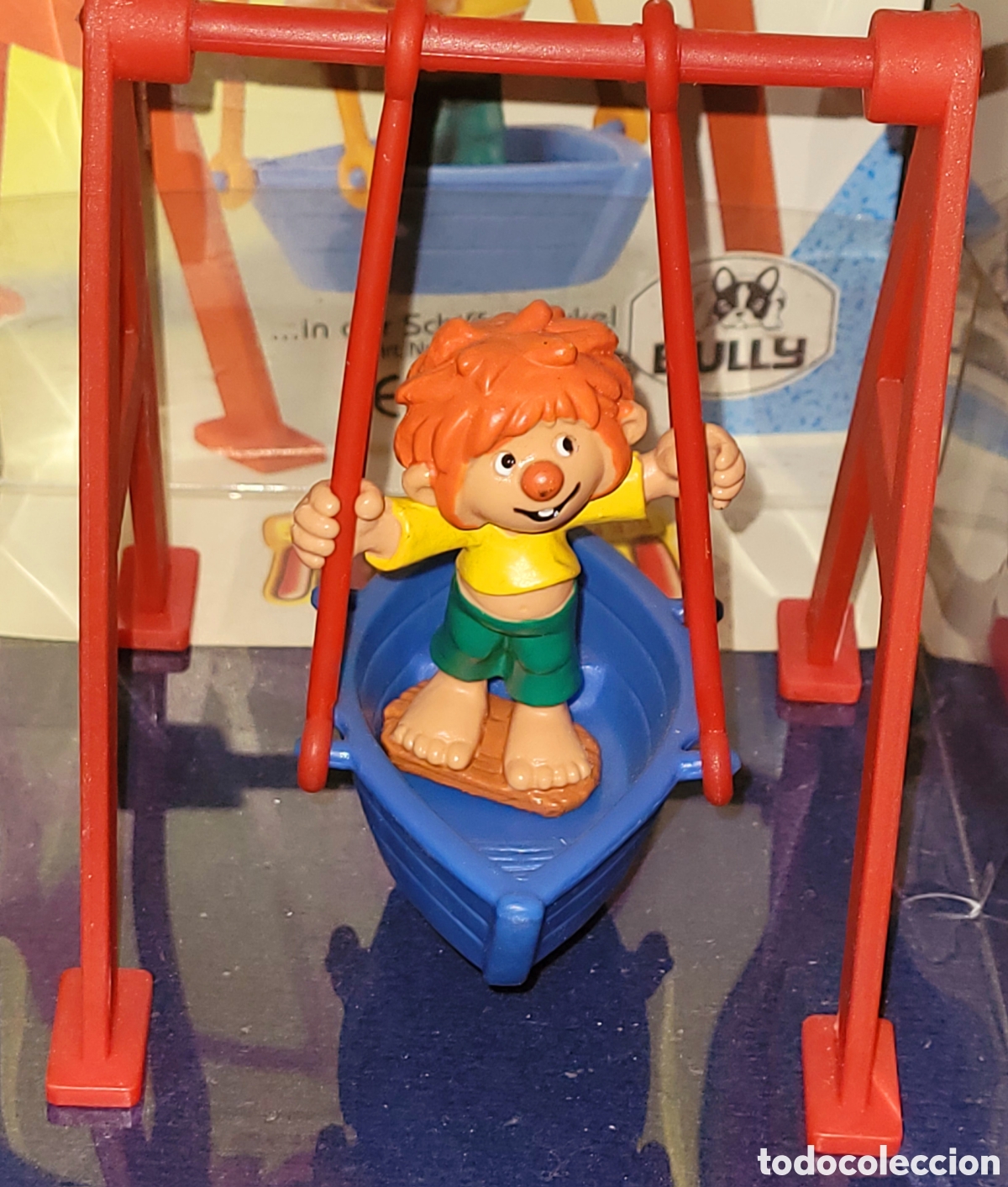 Figuras de Goma y PVC: DIFICIL: Bonita figura pvc goma Pumuckl Pumucki columpio Schaukel + caja original Bully Bullyland