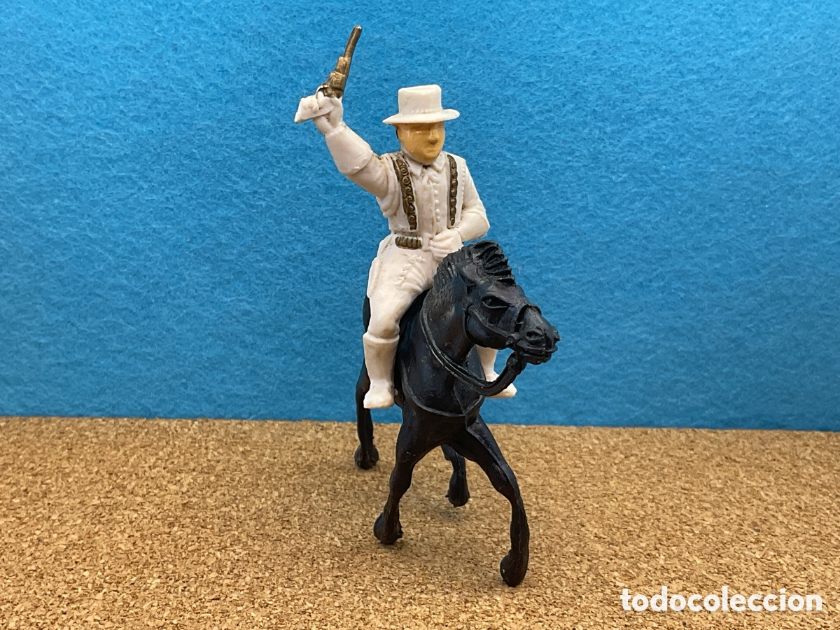 Figuras de Goma y PVC: Figura del Oeste en Pl&aacute;stico. Pistolero a Caballo.