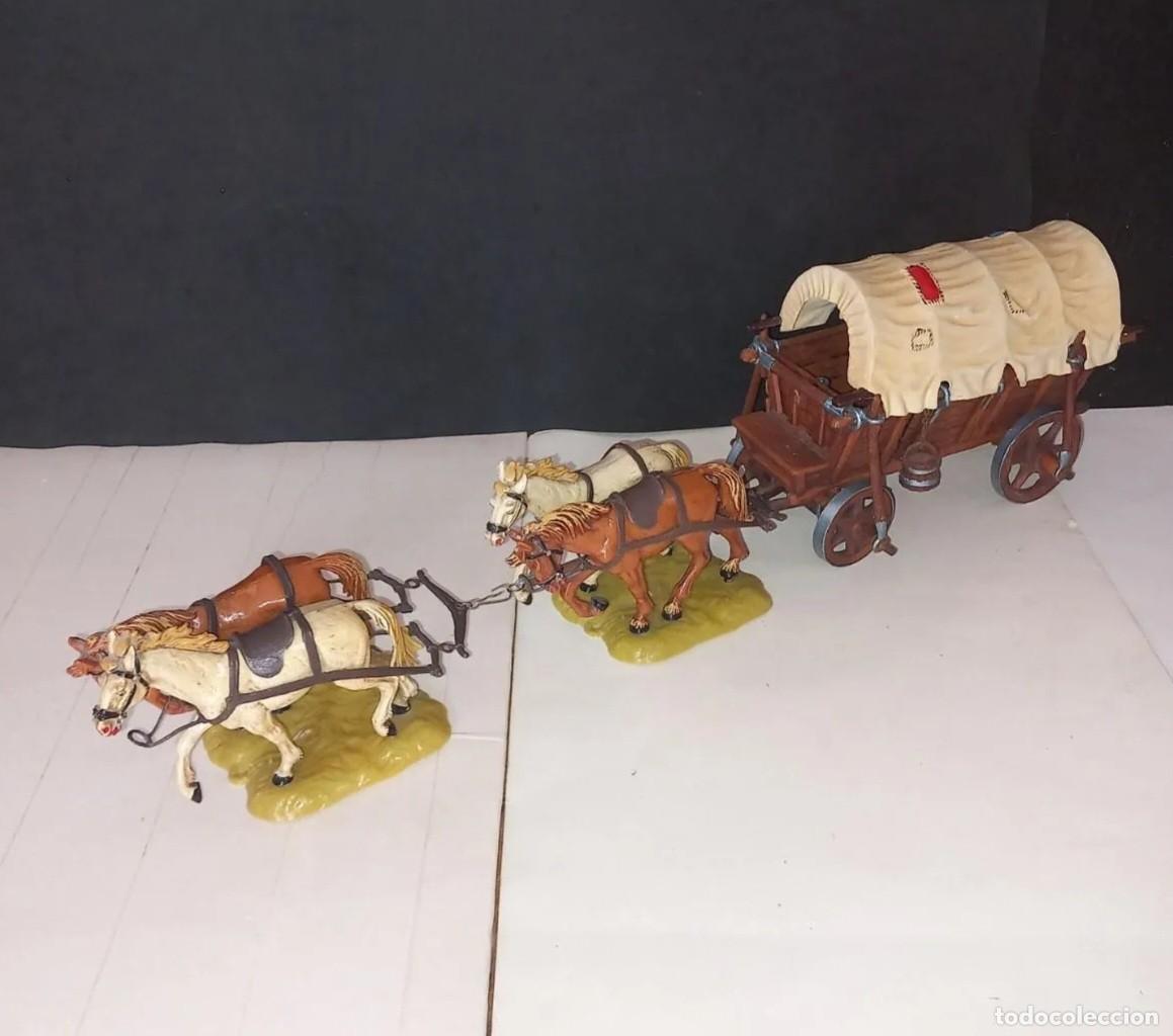 Figuras de Goma y PVC: ELASTOLIN CARRO CARRETA MEDIEVAL REF 9874 BATTLE WAGON SERIE 7 CM 4 CABALLOS ORIGINAL NO REAMSA RTOY