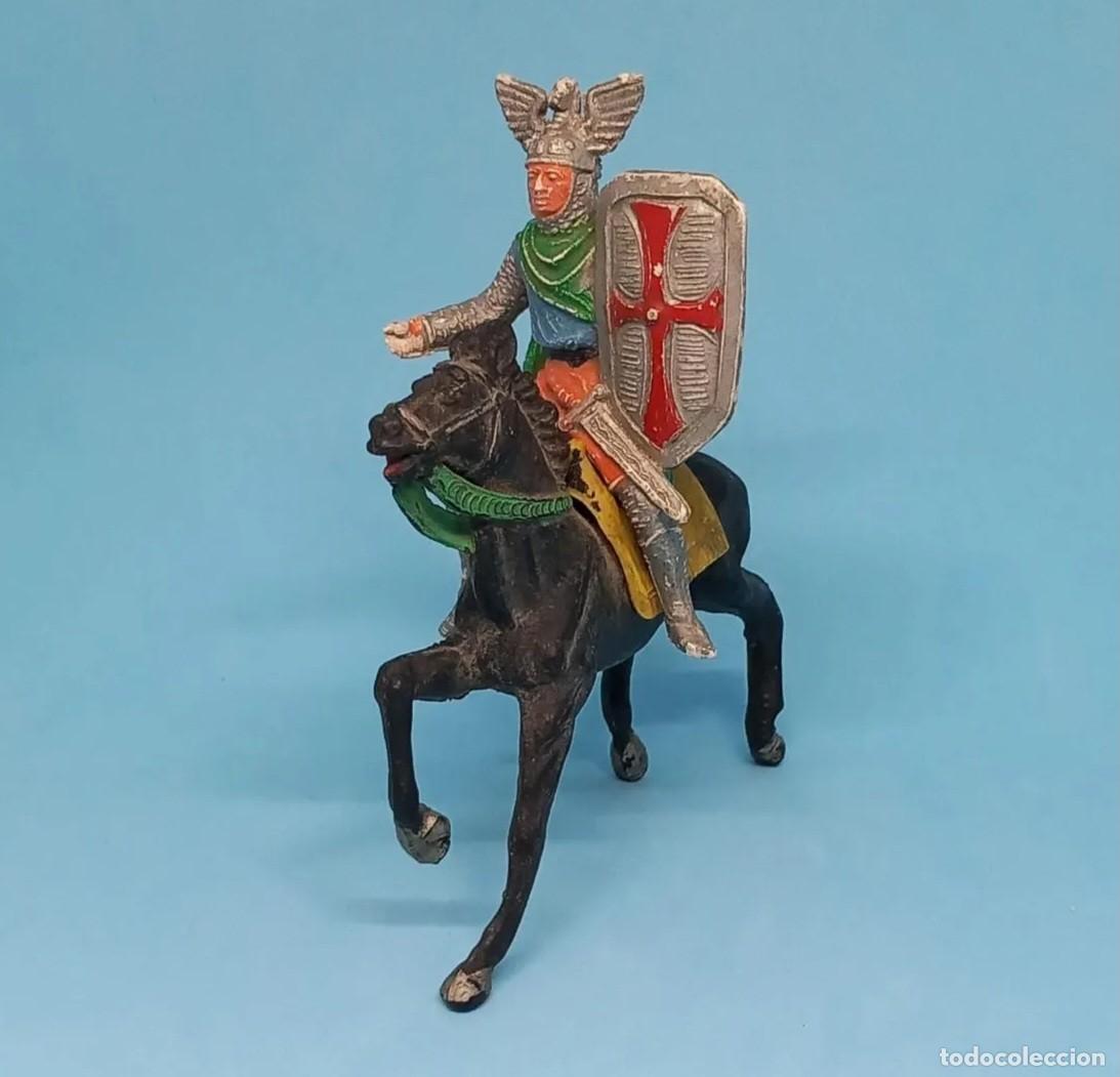 Figuras de Goma y PVC: PECH SERIE HISTORICOS JAIME I DE GOMA A CABALLO GUERRERO MEDIEVAL ORIGINAL A&Ntilde;OS 50-60 RTOY