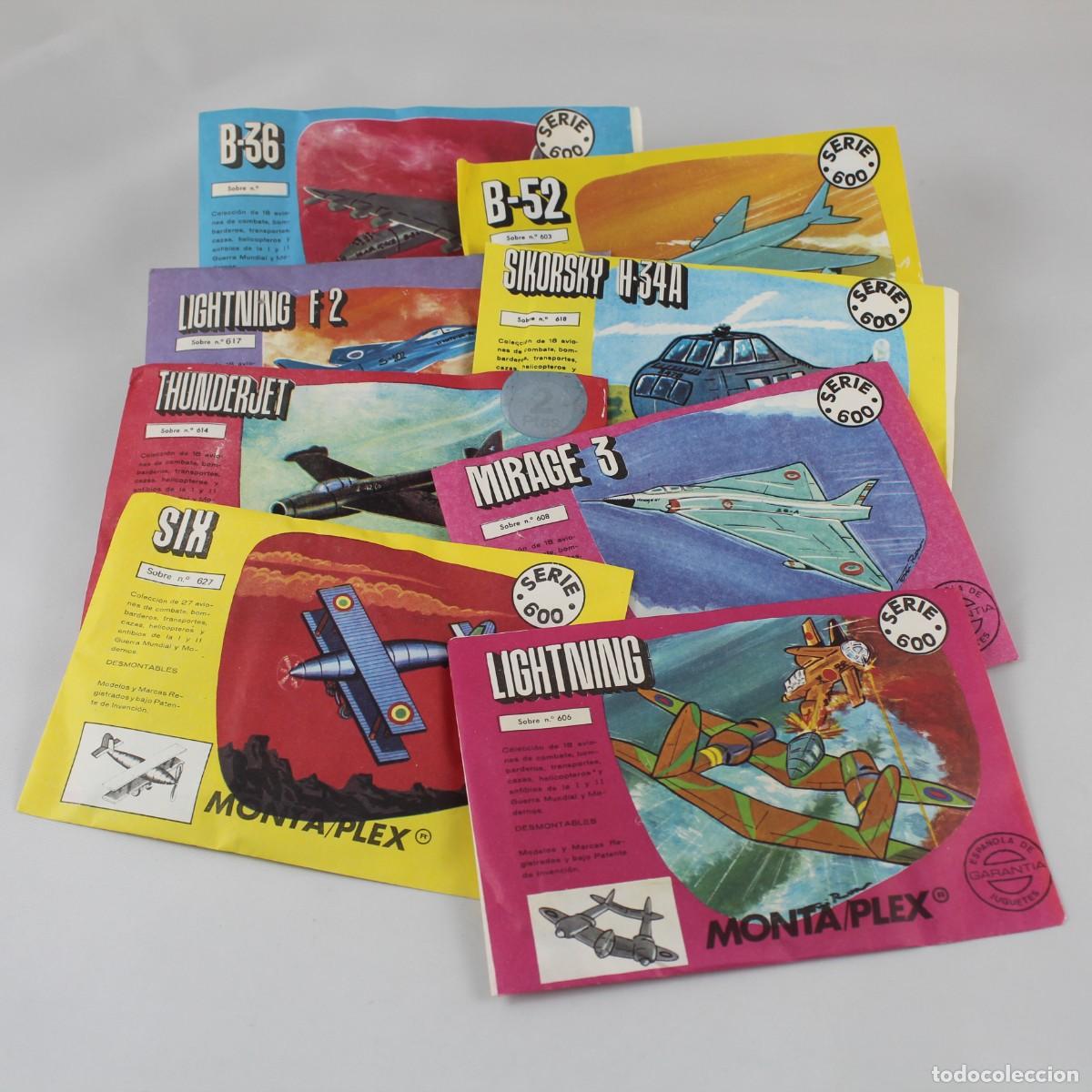 Figuras de Goma y PVC: 8 Sobres MONTAPLEX Serie 600 Aviones Helic&oacute;pteros A&ntilde;os 70 Juguete Vintage Kiosco