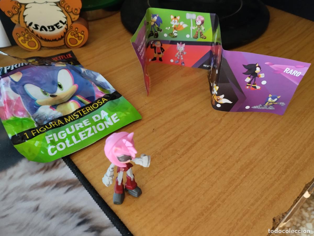 Figuras de Goma y PVC: figura de amy rose robotica de la serie de sonic prime con su bolsita y catalogo