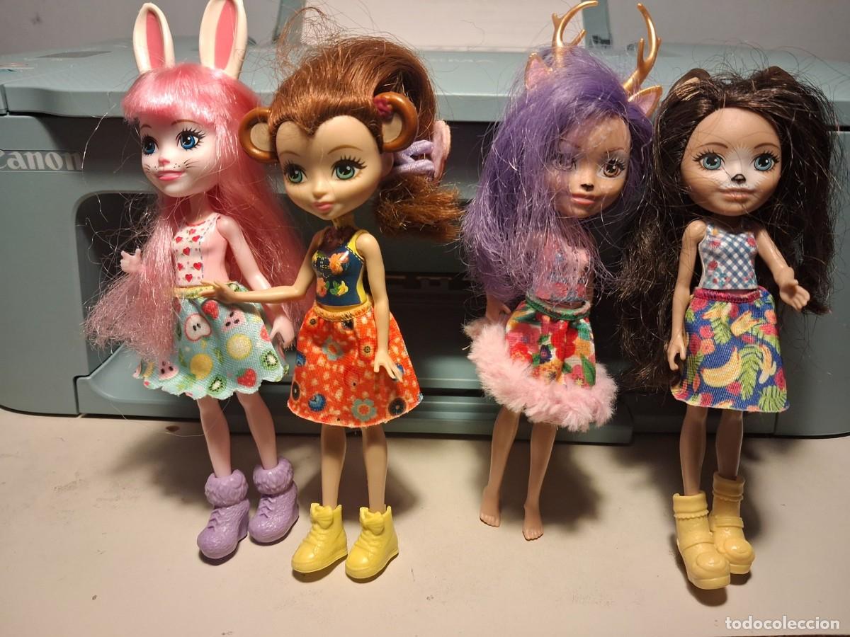 Figuras de Goma y PVC: CUATRO MU&Ntilde;ECAS ENCHANTIMAL DE MATTEL : MERIT MONKEY, BREE BUNNY, DANESSA DEER....