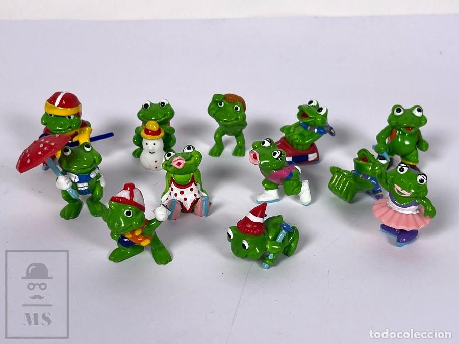 Figuras de Goma Kinder: Conjunto de 12 figuras Kinder - Ranas - Kinder Sorpresa Ferrero - A&ntilde;o 1993