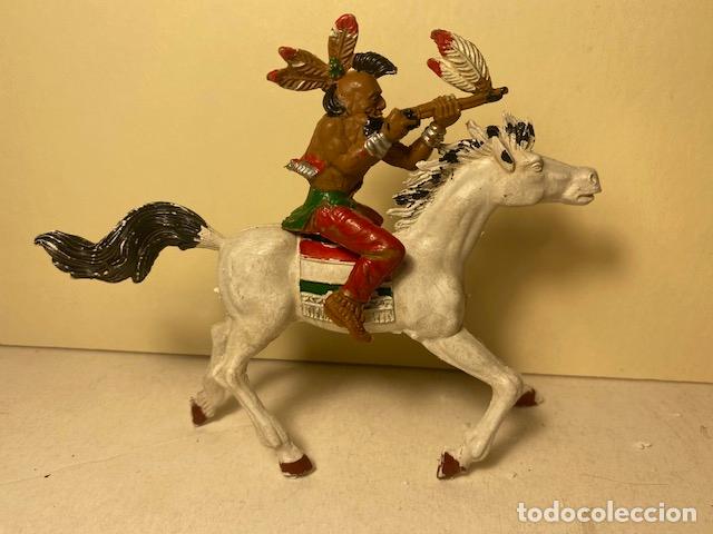 Figuras de Goma y PVC: Guerrero Indio a caballo, serie mediana 8,5 cms, pl&aacute;stico, Lafredo