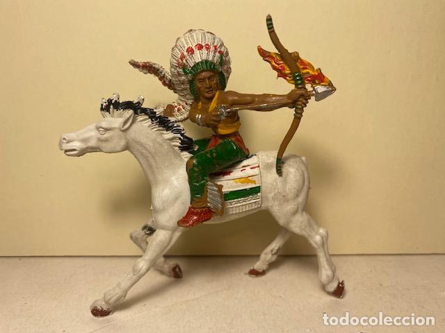 Rubber and PVC Figures: Guerrero Indio a caballo, serie mediana 8,5 cms, pl&aacute;stico, Lafredo
