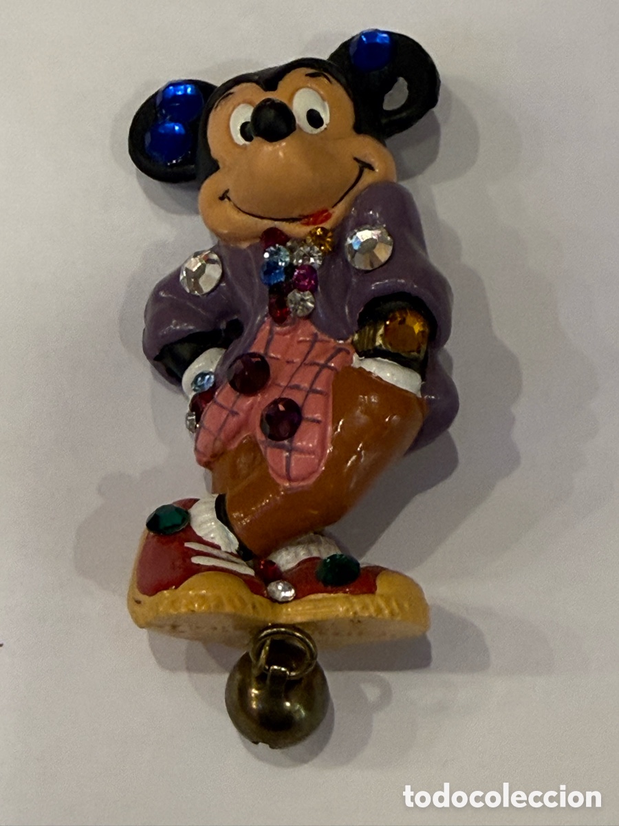 Figuras de Goma y PVC: Broche de rat&oacute;n Mickey Mouse con pedrer&iacute;a , fabricaci&oacute;n alemana con marcaje de 1987. Gran tamańo.