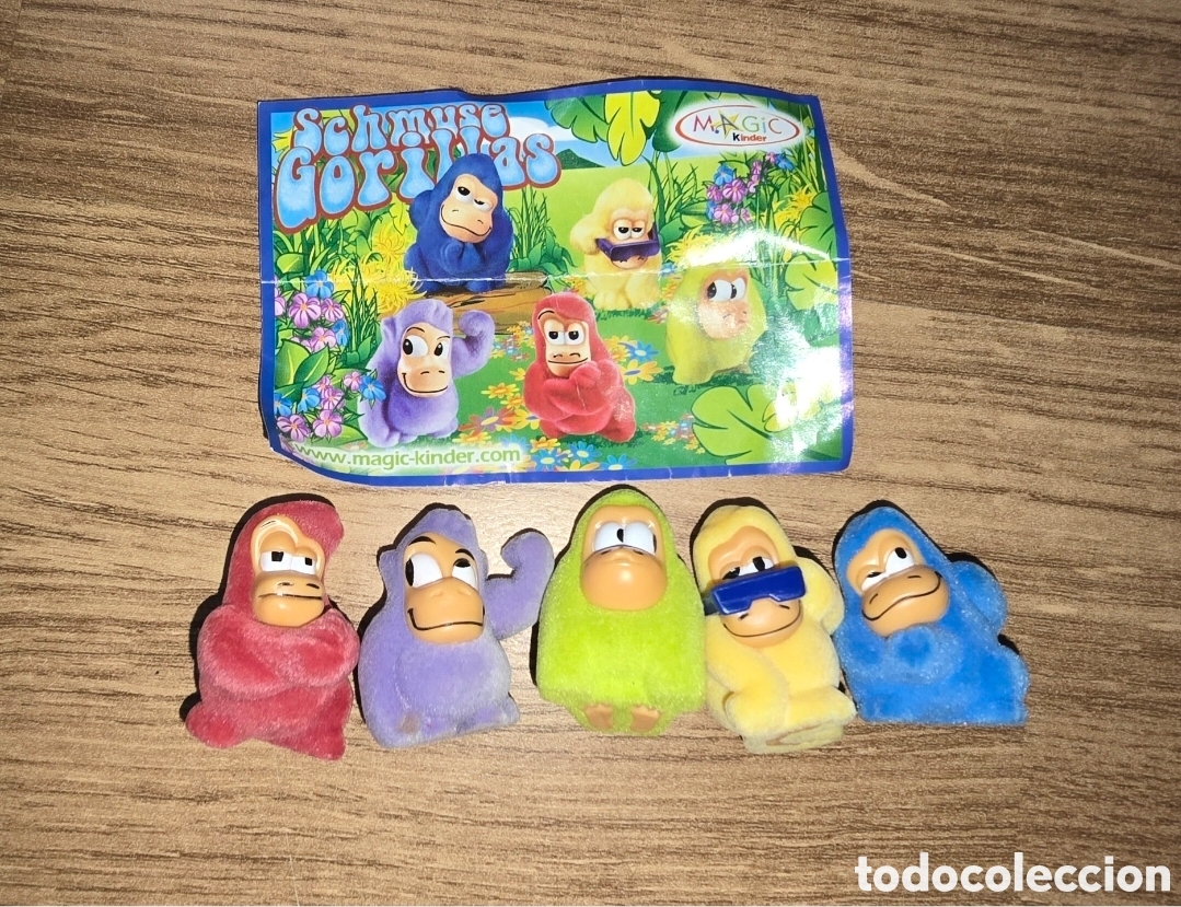 Figuras de Goma Kinder: Colecci&oacute;n completa figuras kinder Ferrero antiguas monos terciopelo + un bpz mu&ntilde;ecos premium