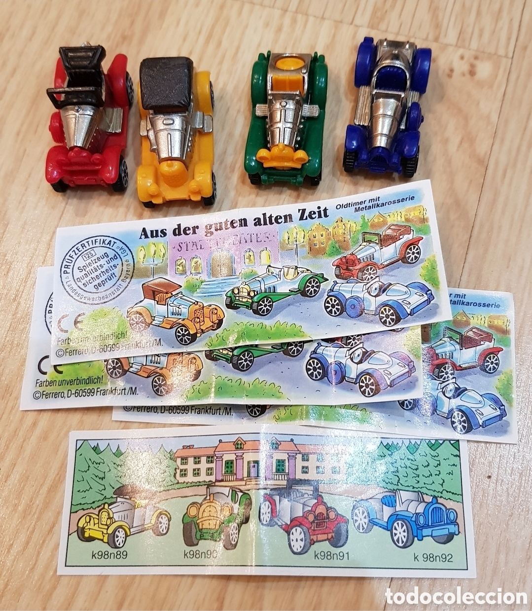 Figuras de Goma Kinder: Lote figuras kinder Ferrero antiguas colecci&oacute;n completa coches cl&aacute;sicos metal + bpz alem&aacute;n dif&iacute;cil