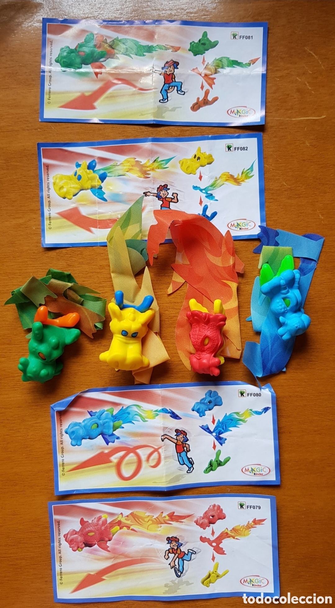 Figuras de Goma Kinder: Lote figuras kinder dragones chinos FF079 FF080 FF081 FF082 + bpz nuevo mu&ntilde;eco sorpresa premium