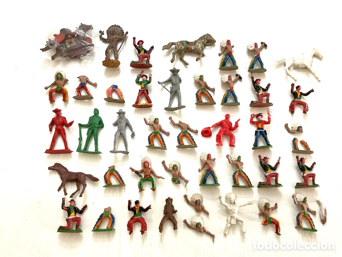 Figuras de Goma y PVC: LOTE DE ANTIGUAS FIGURAS ROTAS Y/O INCOMPLETAS. PARA PIEZAS O RESTAURAR. INDIOS Y COWBOYS