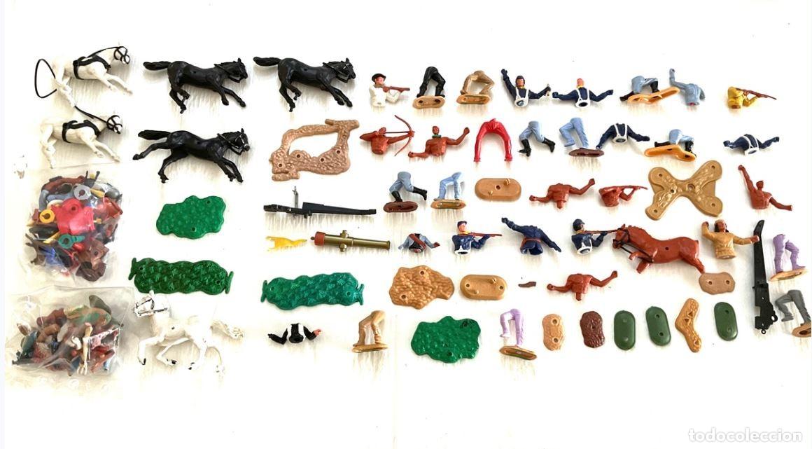 Figuras de Goma y PVC: LOTE DE ANTIGUAS FIGURAS ROTAS Y/O INCOMPLETAS. PARA PIEZAS O RESTAURAR. INDIOS Y COWBOYS. TIMPO