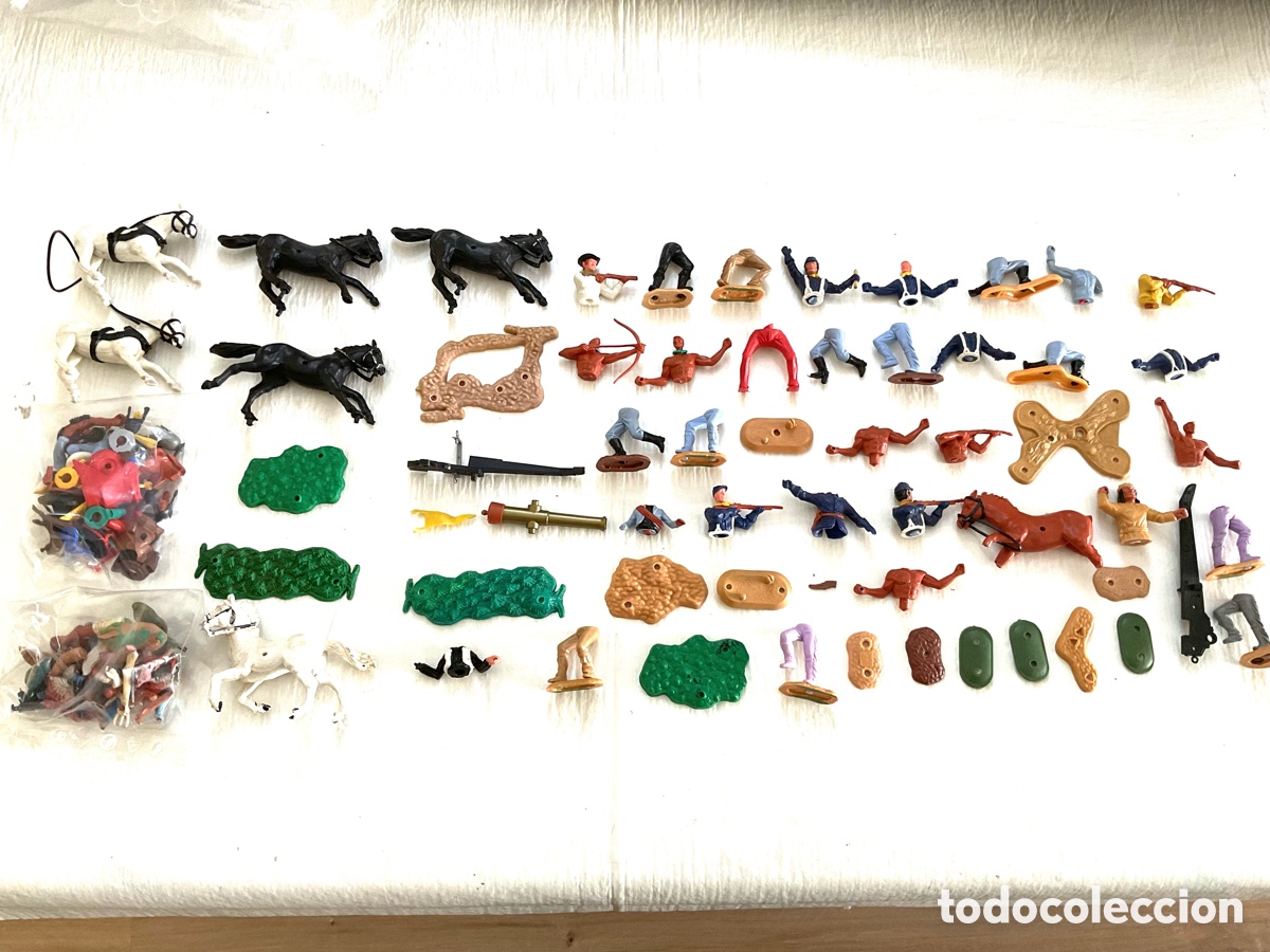 Figuras de Goma y PVC: LOTE DE ANTIGUAS FIGURAS ROTAS Y/O INCOMPLETAS. PARA PIEZAS O RESTAURAR. INDIOS Y COWBOYS. TIMPO